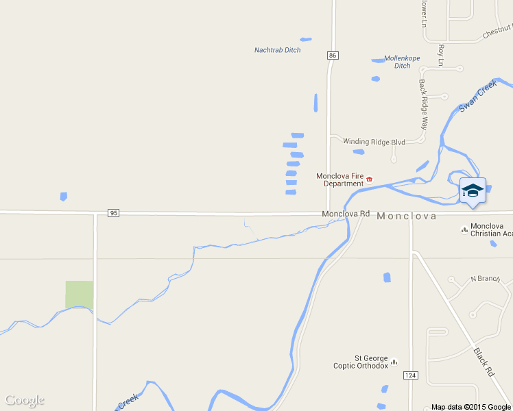 map of restaurants, bars, coffee shops, grocery stores, and more near 8340 Monclova Road in Monclova