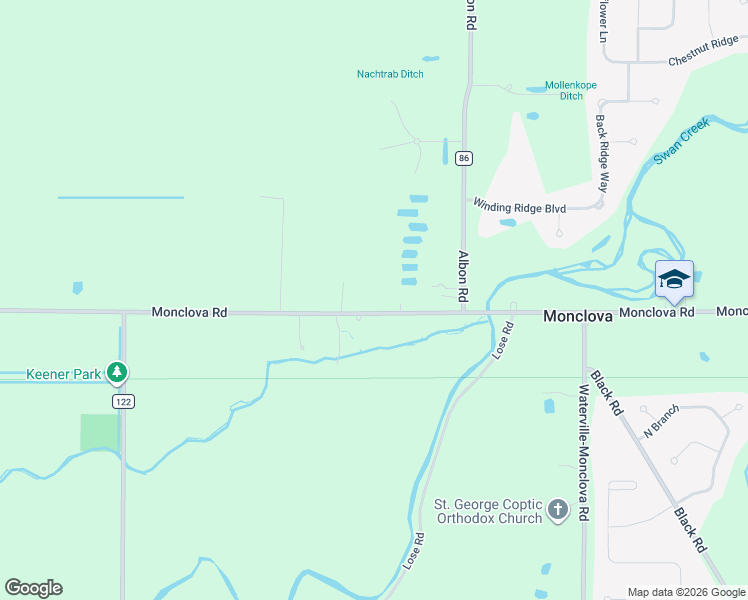 map of restaurants, bars, coffee shops, grocery stores, and more near 8340 Monclova Road in Monclova