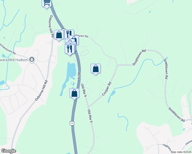 map of restaurants, bars, coffee shops, grocery stores, and more near 10 Stagedoor Road in Fishkill