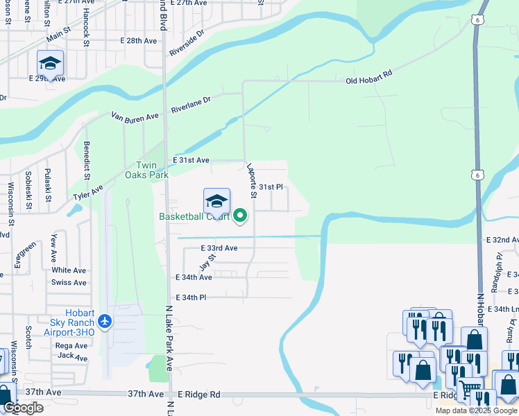 map of restaurants, bars, coffee shops, grocery stores, and more near 3204 Laporte Street in Hobart