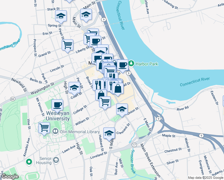 map of restaurants, bars, coffee shops, grocery stores, and more near 220 Dingwall Drive in Middletown