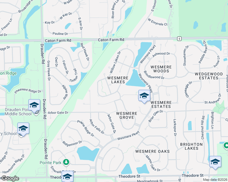 map of restaurants, bars, coffee shops, grocery stores, and more near 2092 Wesmere Lakes Drive in Plainfield