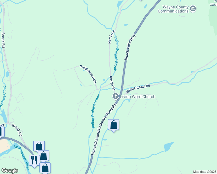 map of restaurants, bars, coffee shops, grocery stores, and more near 9 Cherokee Drive in Honesdale