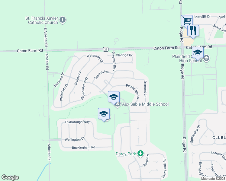 map of restaurants, bars, coffee shops, grocery stores, and more near 8310 Pembridge Court in Joliet