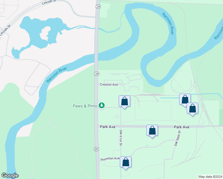 map of restaurants, bars, coffee shops, grocery stores, and more near 6030 Creston Avenue in Des Moines