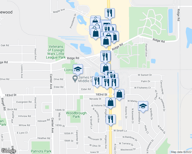 map of restaurants, bars, coffee shops, grocery stores, and more near 830 Elder Road in Homewood