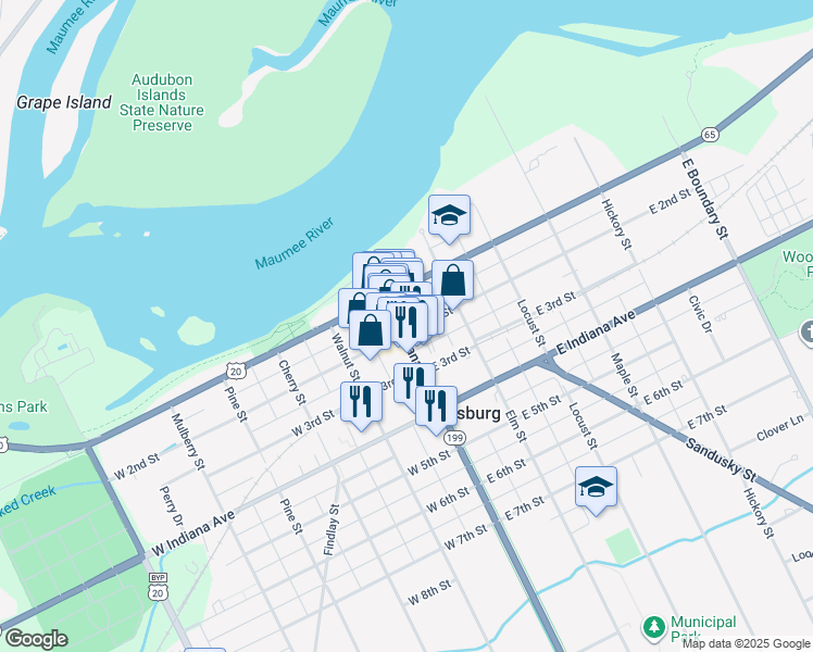 map of restaurants, bars, coffee shops, grocery stores, and more near 131 Louisiana Avenue in Perrysburg