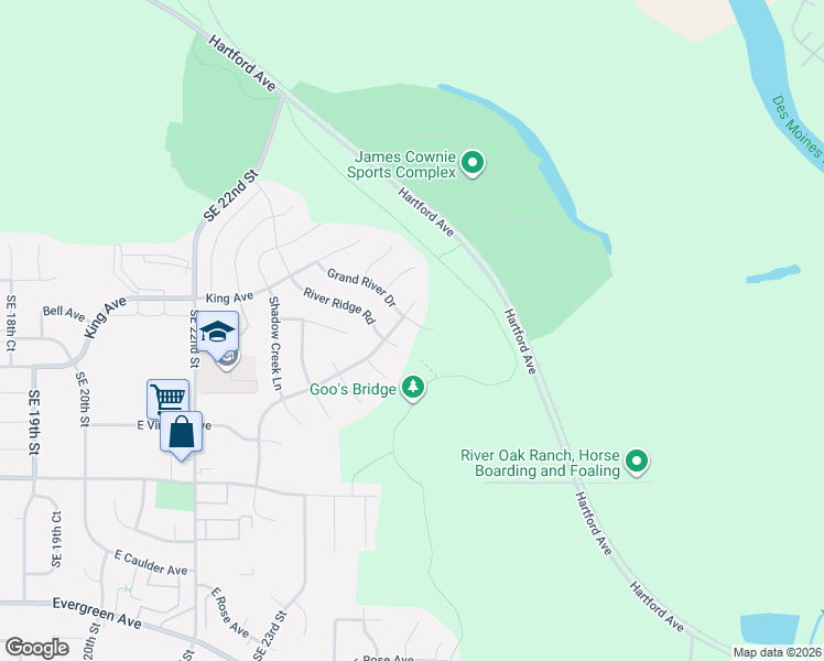 map of restaurants, bars, coffee shops, grocery stores, and more near 2519 Grand River Drive in Des Moines