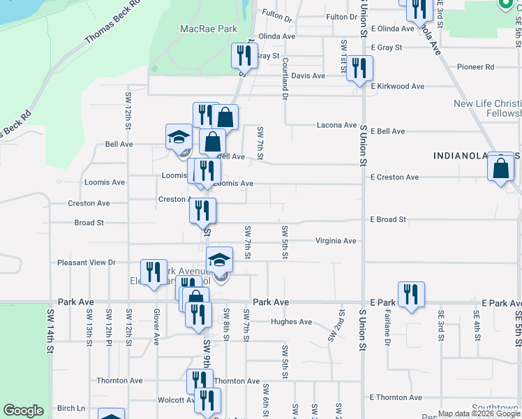 map of restaurants, bars, coffee shops, grocery stores, and more near 610 Broad Street in Des Moines
