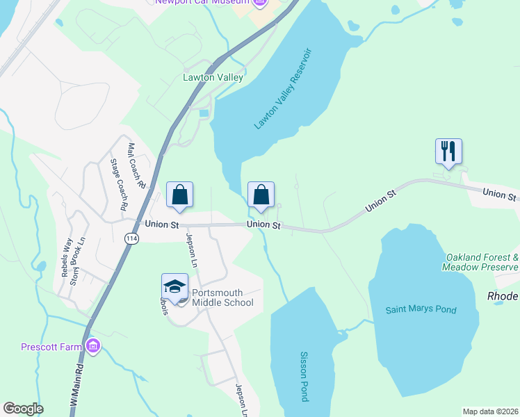 map of restaurants, bars, coffee shops, grocery stores, and more near 711 Union Street in Portsmouth