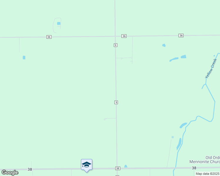 map of restaurants, bars, coffee shops, grocery stores, and more near 64355 County Road 9 in Goshen