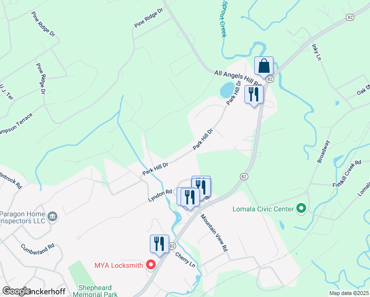 map of restaurants, bars, coffee shops, grocery stores, and more near 31 Park Hill Drive in Hopewell Junction