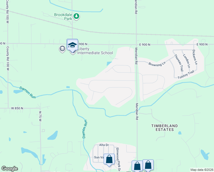 map of restaurants, bars, coffee shops, grocery stores, and more near 23 Covington Dr in Valparaiso