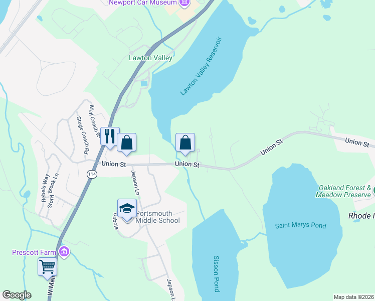 map of restaurants, bars, coffee shops, grocery stores, and more near 711 Union Street in Portsmouth