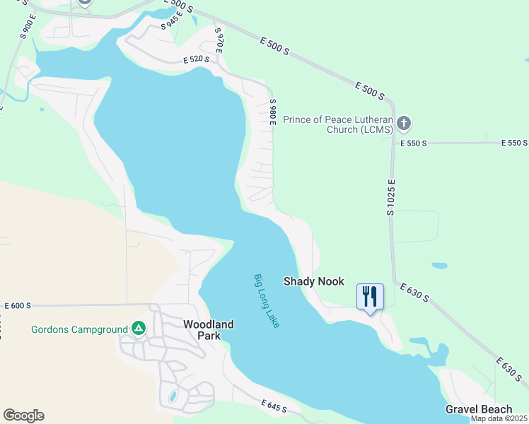 map of restaurants, bars, coffee shops, grocery stores, and more near 5698 South 980 East in Wolcottville