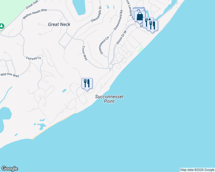 map of restaurants, bars, coffee shops, grocery stores, and more near 41 Triton Way in Mashpee