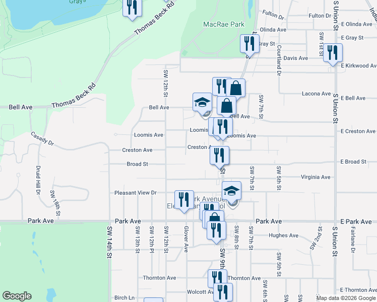 map of restaurants, bars, coffee shops, grocery stores, and more near 1015 Creston Avenue in Des Moines