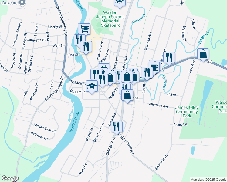 map of restaurants, bars, coffee shops, grocery stores, and more near in Walden