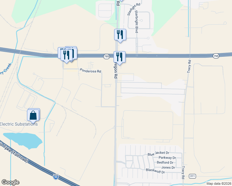 map of restaurants, bars, coffee shops, grocery stores, and more near County Road 107 in Perrysburg
