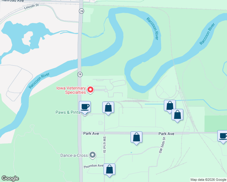 map of restaurants, bars, coffee shops, grocery stores, and more near 6000 Creston Avenue in Des Moines