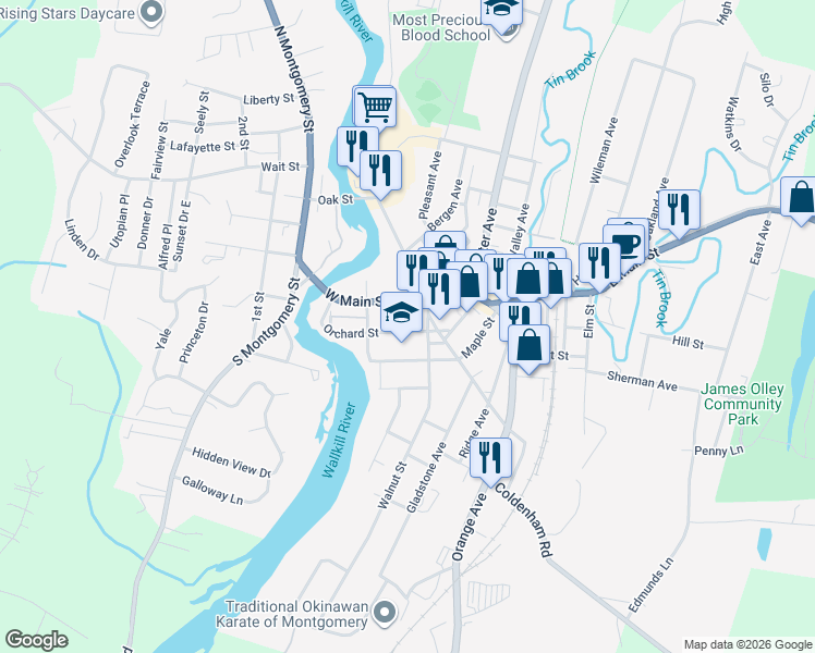 map of restaurants, bars, coffee shops, grocery stores, and more near 64 Orchard Street in Walden
