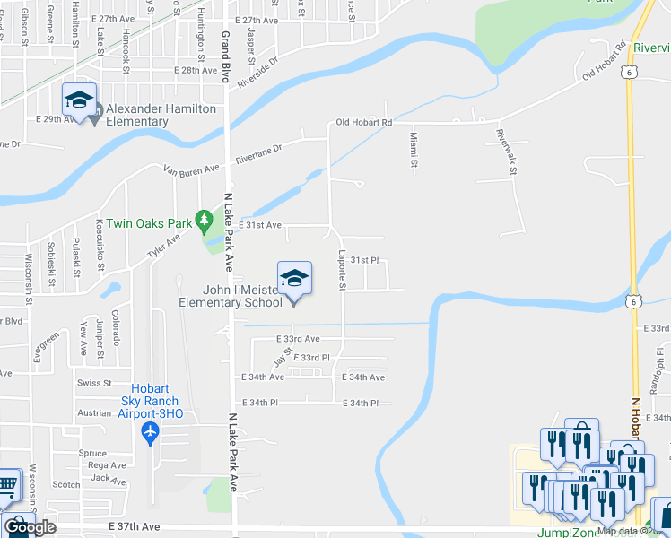 map of restaurants, bars, coffee shops, grocery stores, and more near 3124 Laporte Street in Hobart