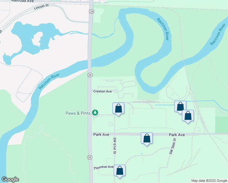 map of restaurants, bars, coffee shops, grocery stores, and more near 6007 Creston Avenue in Des Moines