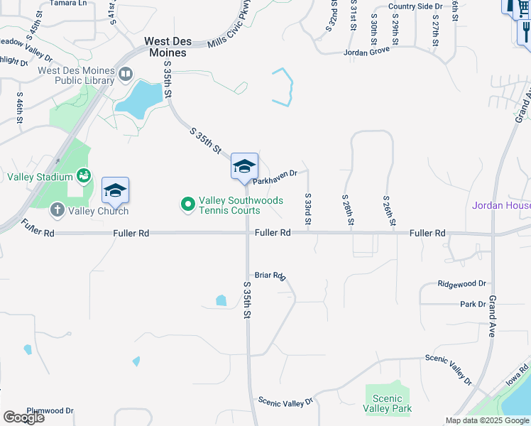 map of restaurants, bars, coffee shops, grocery stores, and more near 630 South 34th Court in West Des Moines