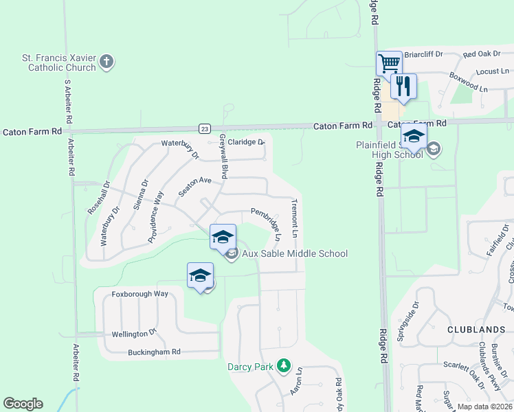 map of restaurants, bars, coffee shops, grocery stores, and more near 8200 Tremont Lane in Joliet