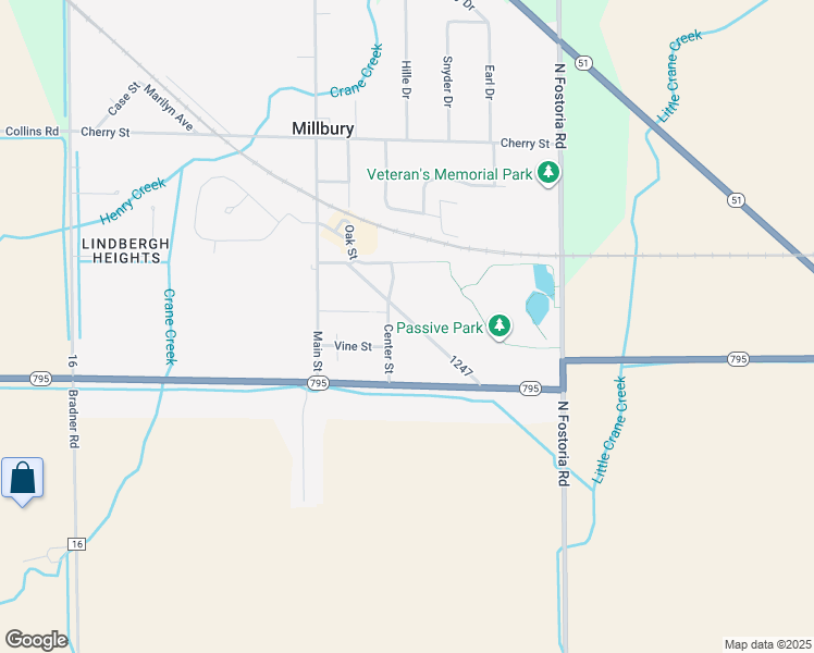 map of restaurants, bars, coffee shops, grocery stores, and more near 1315 South Railroad Street in Millbury