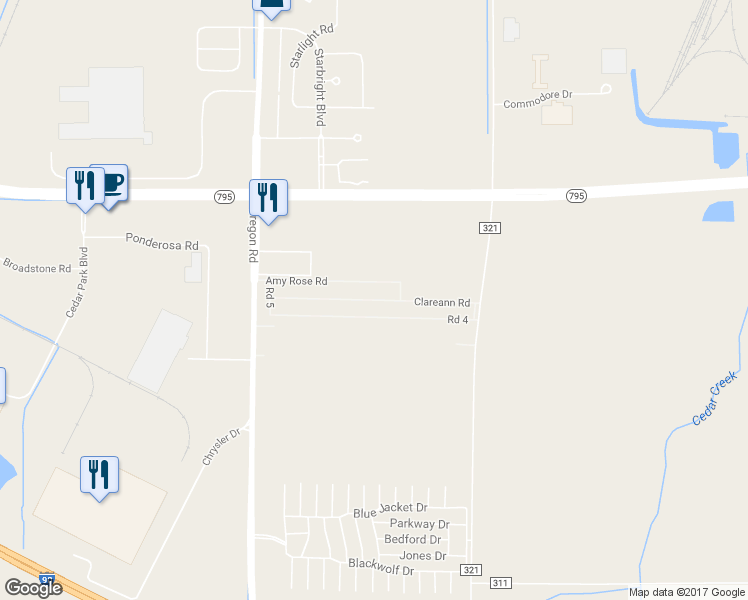 map of restaurants, bars, coffee shops, grocery stores, and more near Clareann Rd in Wood