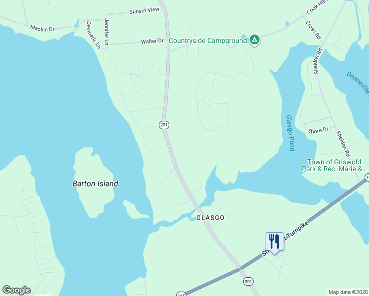 map of restaurants, bars, coffee shops, grocery stores, and more near 1832 Glasgo Road in Griswold