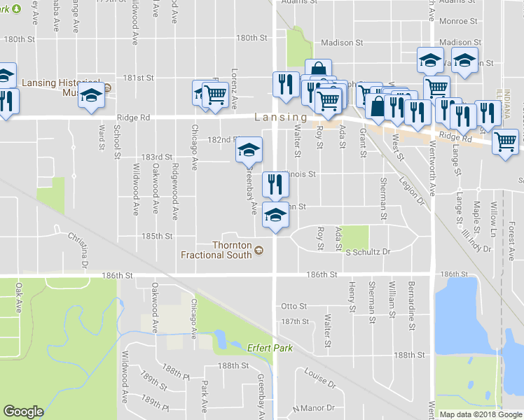 map of restaurants, bars, coffee shops, grocery stores, and more near 1 Ann Street in Lansing