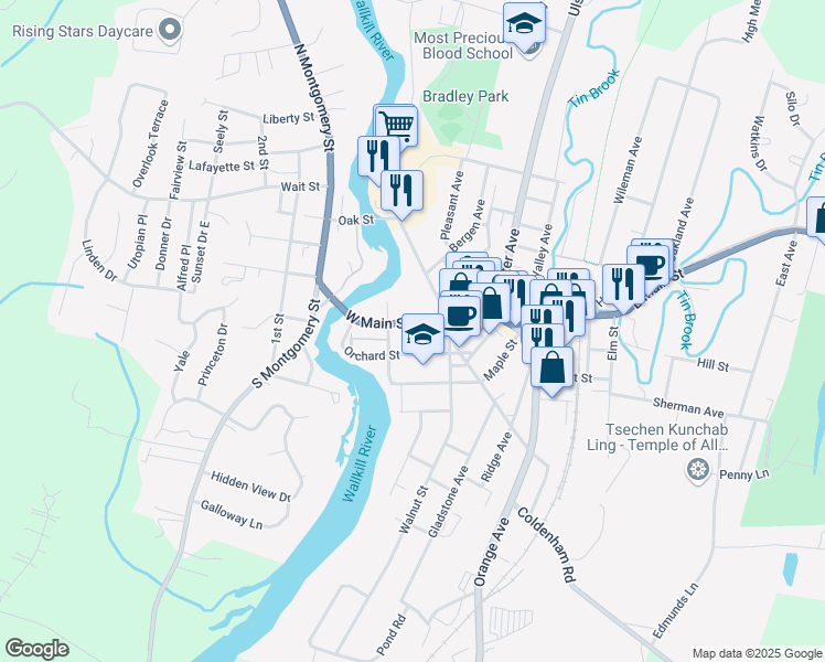 map of restaurants, bars, coffee shops, grocery stores, and more near 103 Main Street in Walden