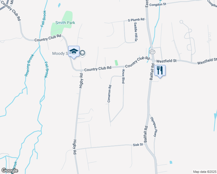 map of restaurants, bars, coffee shops, grocery stores, and more near 82 Cimarron Road in Middletown