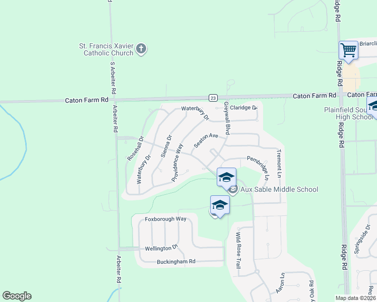 map of restaurants, bars, coffee shops, grocery stores, and more near 2201 Seaton Avenue in Joliet