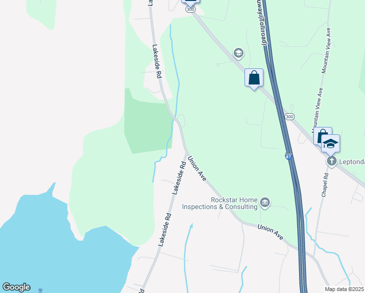 map of restaurants, bars, coffee shops, grocery stores, and more near 490 Lakeside Road in Newburgh