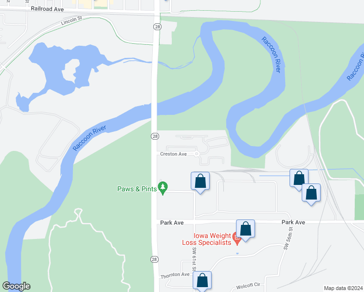 map of restaurants, bars, coffee shops, grocery stores, and more near 6011 Creston Avenue in Des Moines