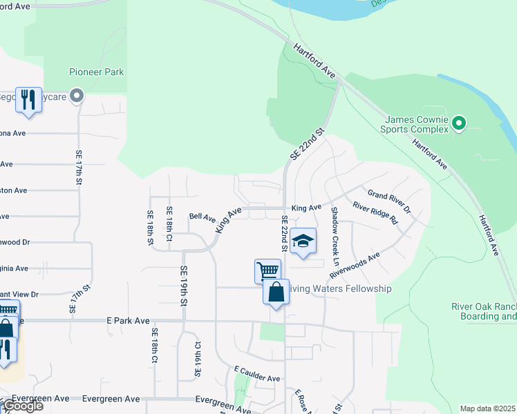 map of restaurants, bars, coffee shops, grocery stores, and more near in Des Moines