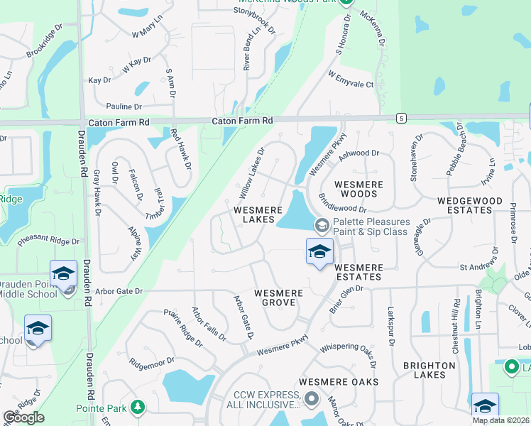 map of restaurants, bars, coffee shops, grocery stores, and more near 5551 Wesmere Lakes Court in Plainfield