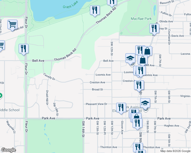 map of restaurants, bars, coffee shops, grocery stores, and more near 1244 Loomis Avenue in Des Moines
