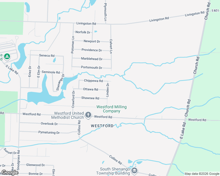 map of restaurants, bars, coffee shops, grocery stores, and more near 7522 Linden Drive in Jamestown
