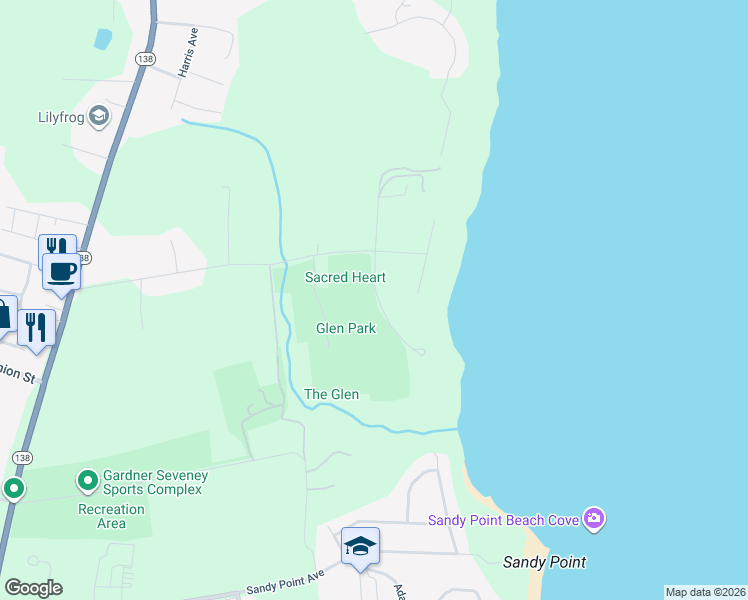 map of restaurants, bars, coffee shops, grocery stores, and more near 124 Heidi Drive in Portsmouth