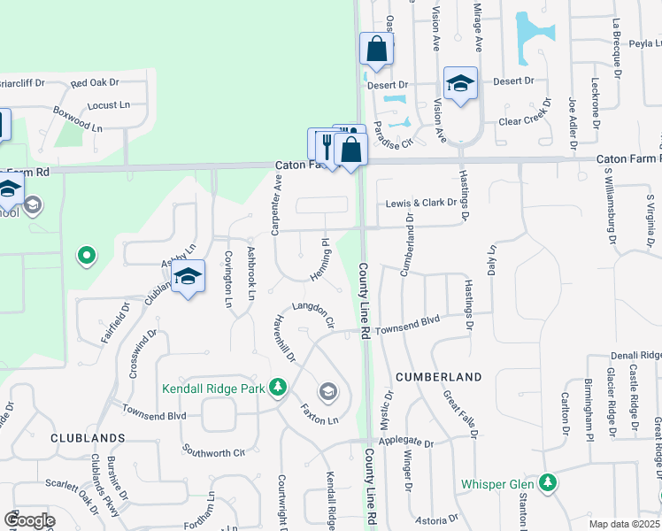 map of restaurants, bars, coffee shops, grocery stores, and more near 2166 Henning Place in Plainfield