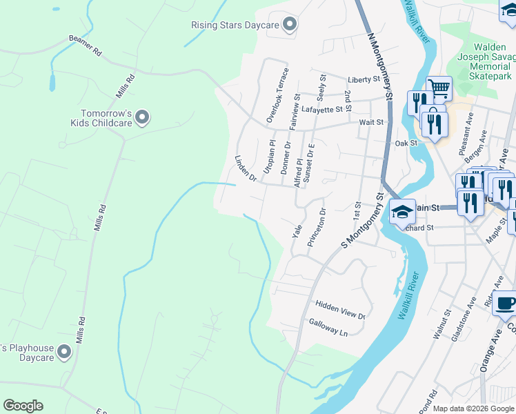 map of restaurants, bars, coffee shops, grocery stores, and more near 11 Southway in Walden
