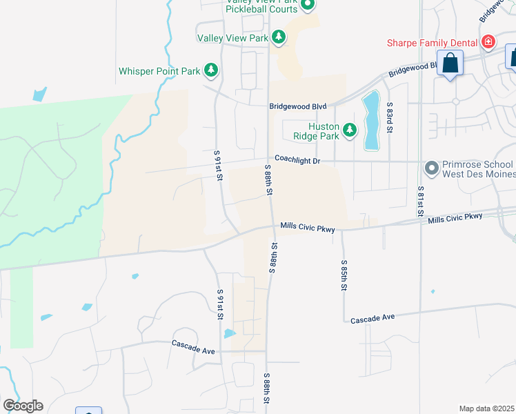 map of restaurants, bars, coffee shops, grocery stores, and more near 462 South 91st Street in West Des Moines