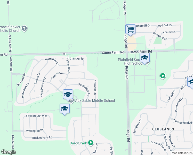 map of restaurants, bars, coffee shops, grocery stores, and more near 2203 Tremont Lane in Joliet