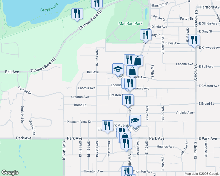 map of restaurants, bars, coffee shops, grocery stores, and more near 1015 Creston Avenue in Des Moines