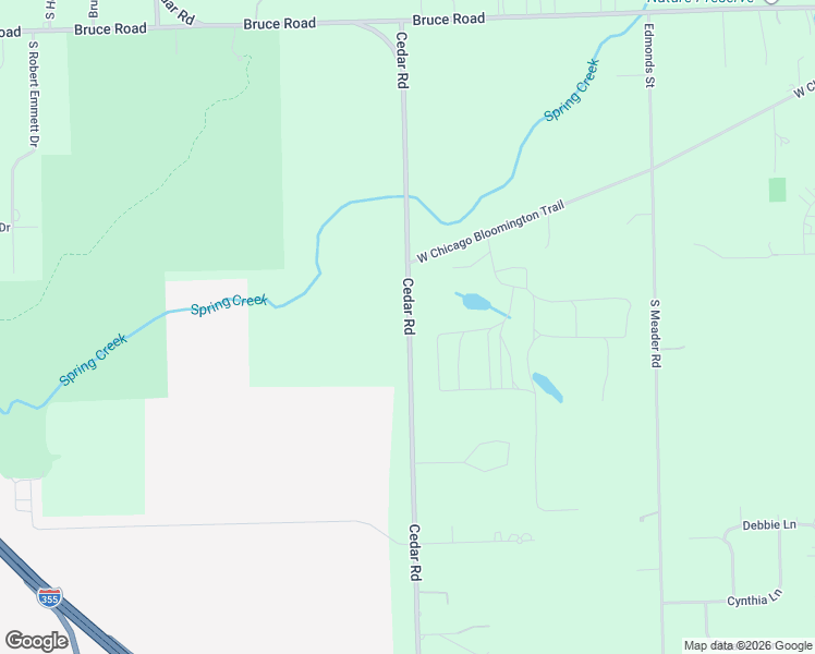 map of restaurants, bars, coffee shops, grocery stores, and more near 17910-18096 Cedar Road in Homer Glen