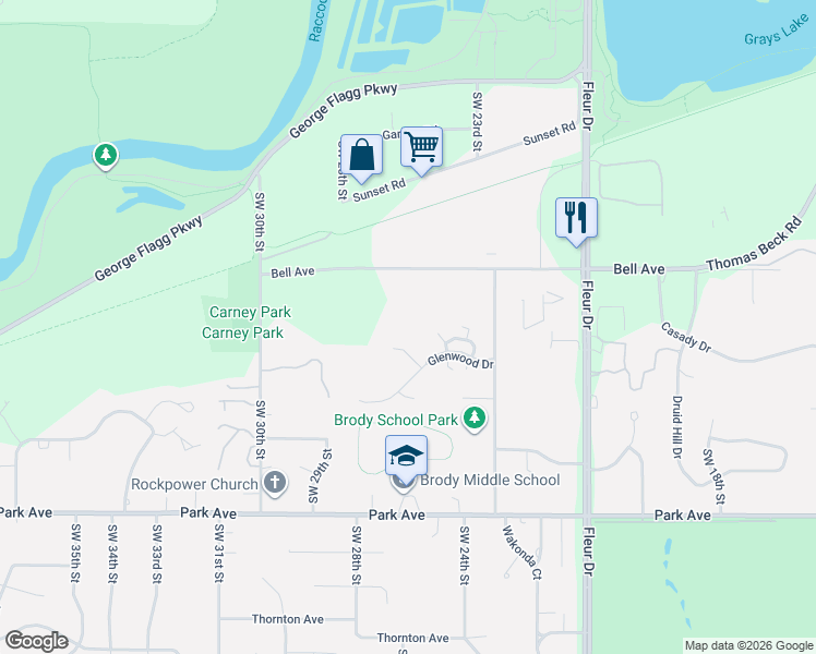 map of restaurants, bars, coffee shops, grocery stores, and more near 2813 Virginia Place in Des Moines